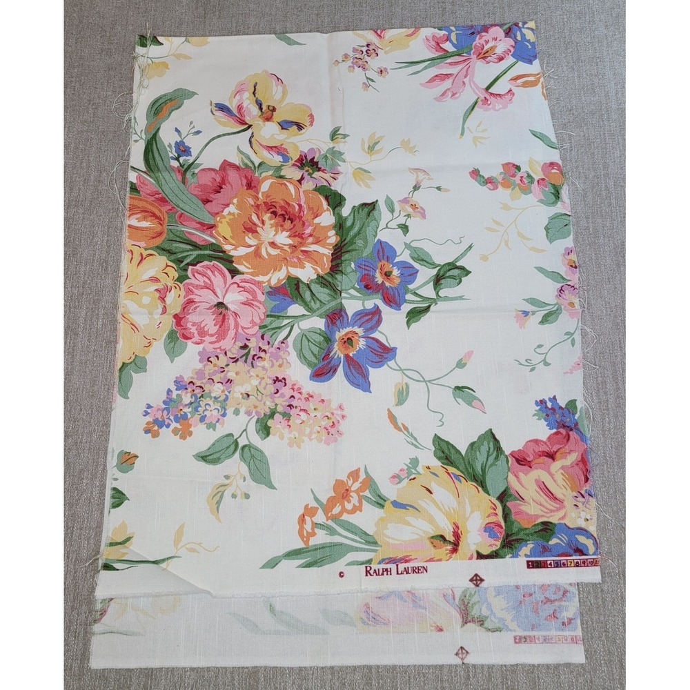 Ralph Lauren Floral Print Fabric 20" x 54" Vintage Multi Color Remnant